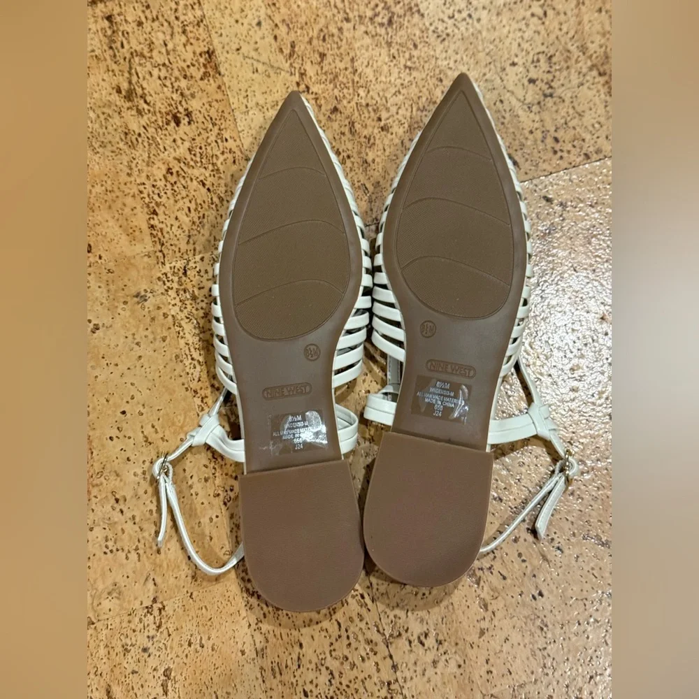 New Nine West Cream Pointed-Toe Slingback Flats  Size 8 1/2 Women’s - Picture 11 of 15